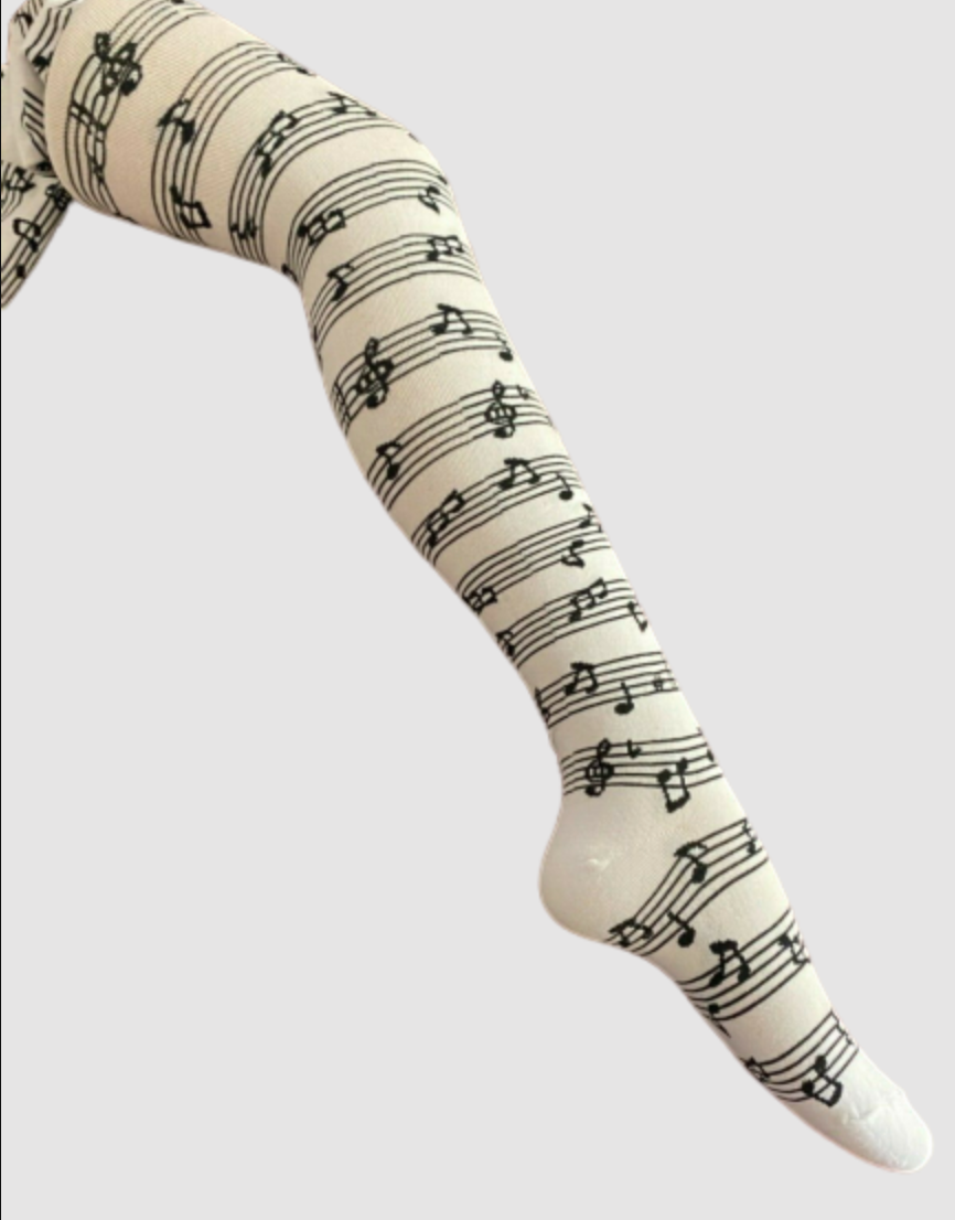 Fancy Dancing Thigh high socks music notes women size 2-8