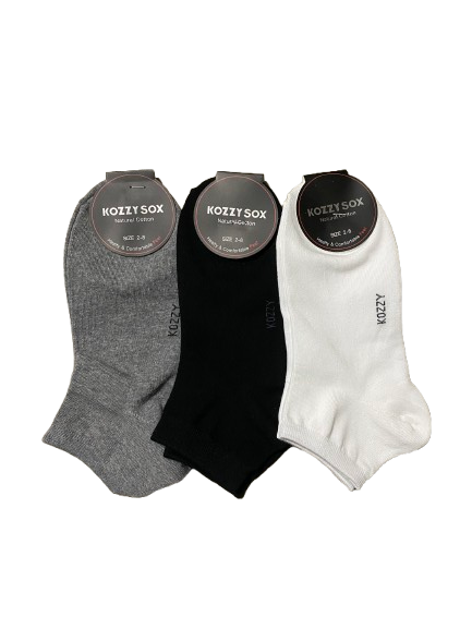 3 Pairs Ankle Low Cut Socks Natural Cotton Soft Breathable Socks for Daily Wear
