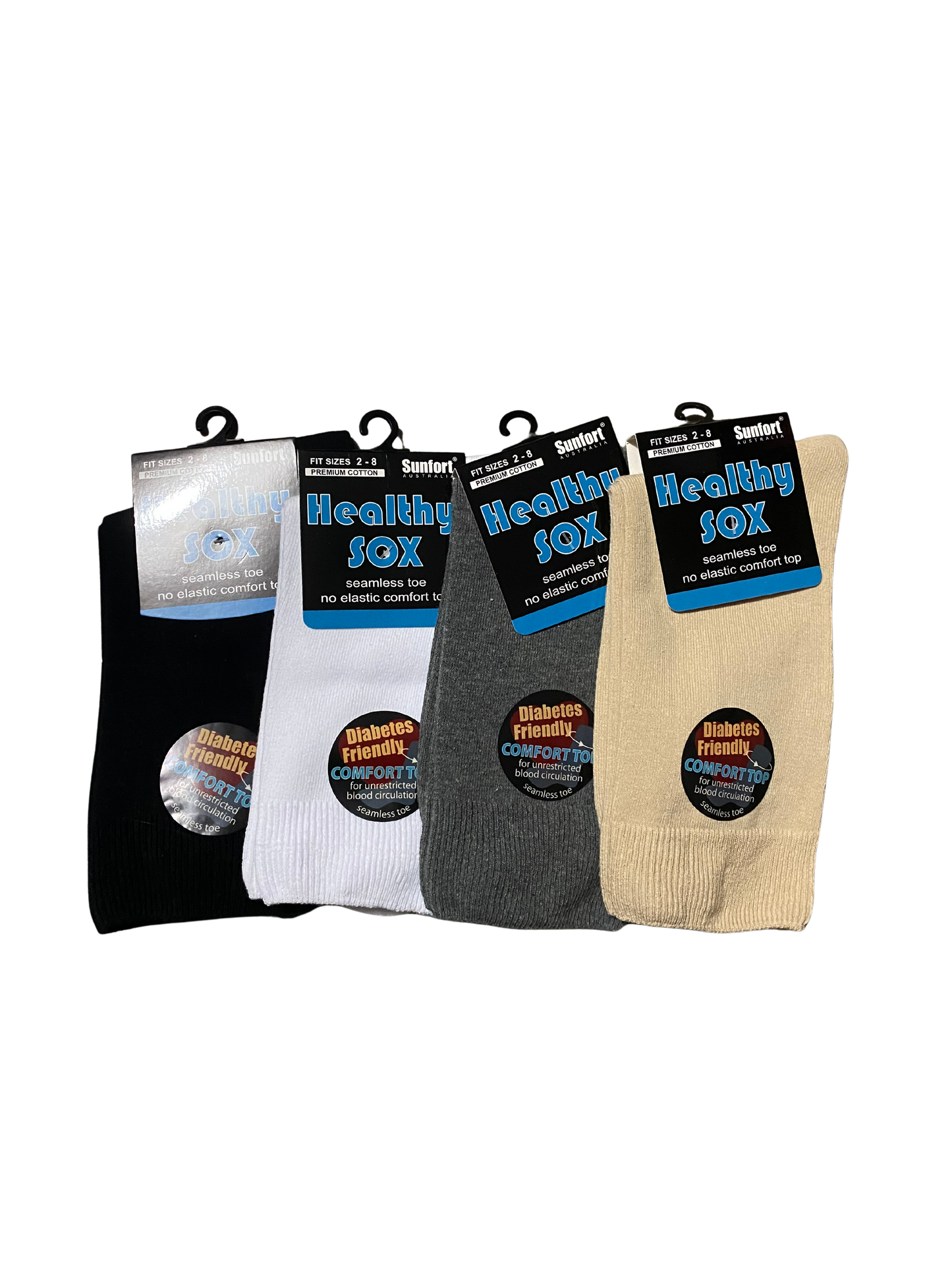 3 Pairs Seamless Cotton Healthy Socks, No Elastic, Diabetes-friendly Size 2-8