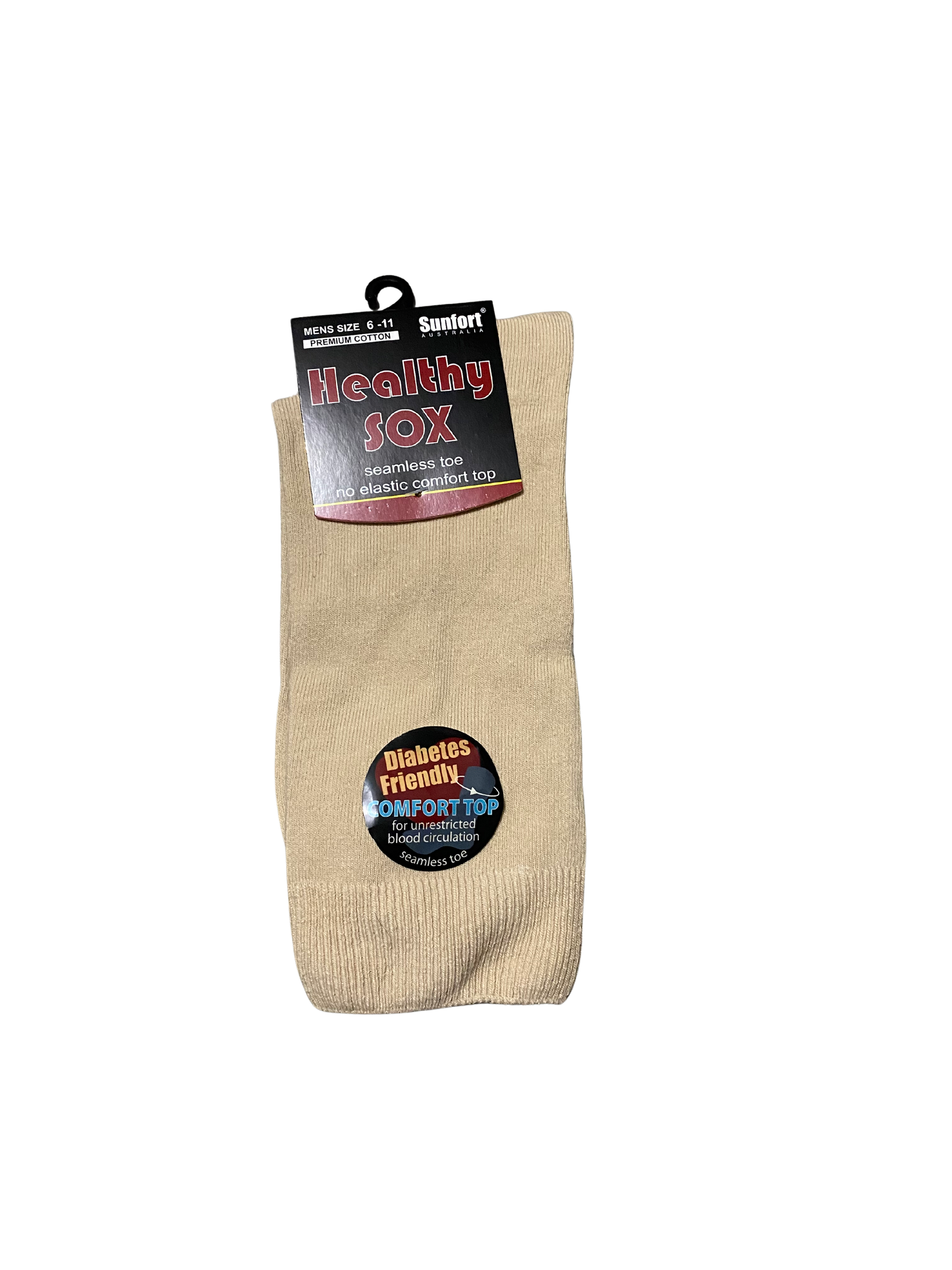 3 Pairs Seamless Cotton Healthy Socks, No Elastic, Diabetes-friendly Size 6-11
