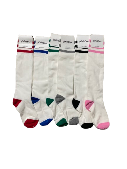 Women Striped Top Cotton Knee High Socks Made in Korea