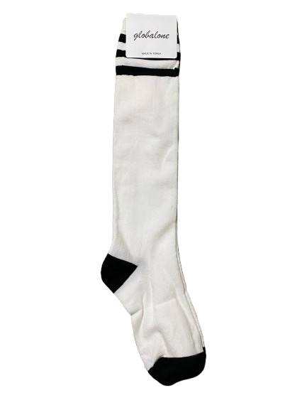 Women Striped Top Cotton Knee High Socks Made in Korea