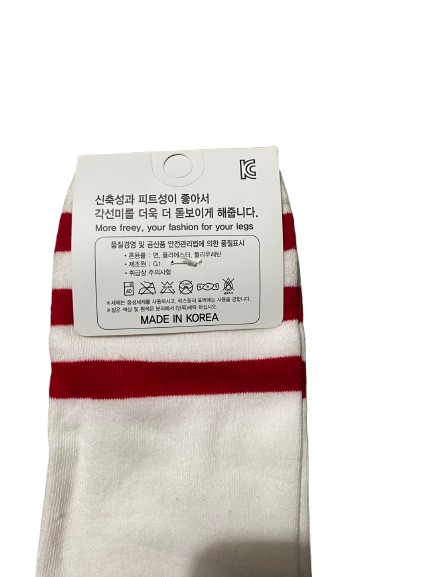 Women Striped Top Cotton Knee High Socks Made in Korea