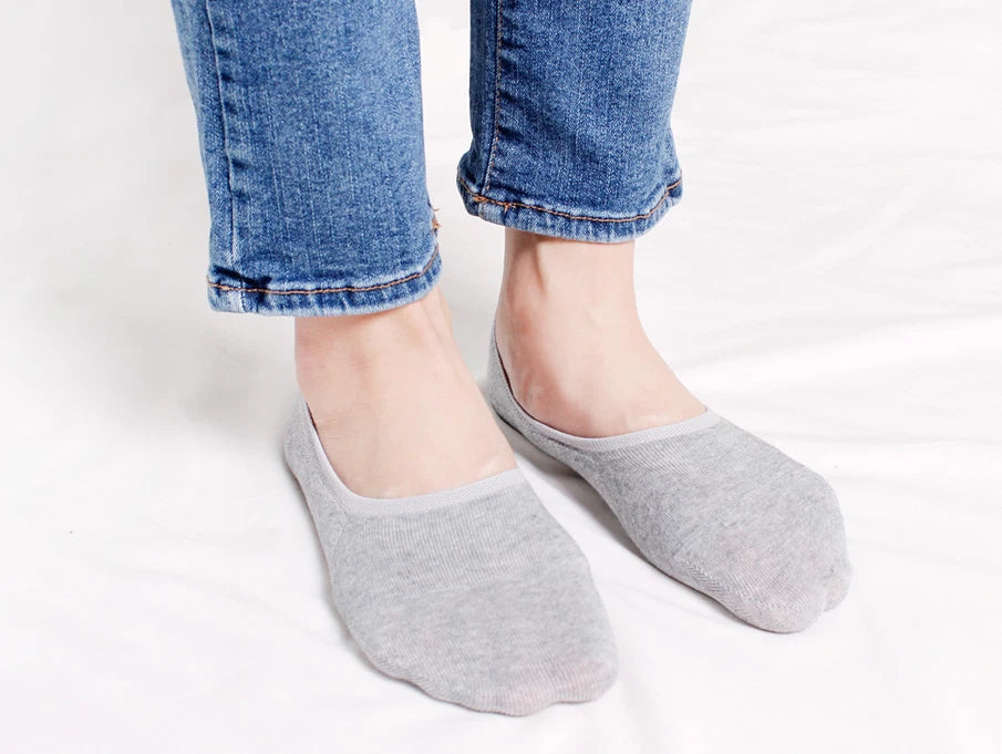 3 Pairs Bundle low-cut, invisible, no show, cotton socks with anti slip silicon