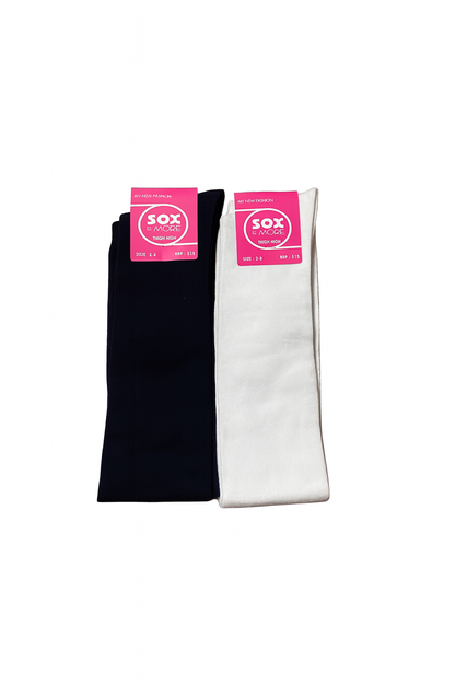 Women Thigh High Over the Knee Socks Solid Cotton Socks Size 2-8