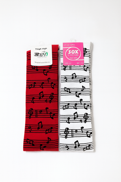 Fancy Dancing Thigh high socks music notes women size 2-8