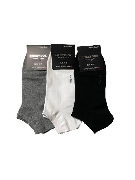 3 Pairs Ankle Low Cut Socks Natural Cotton Soft Breathable Socks for Daily Wear