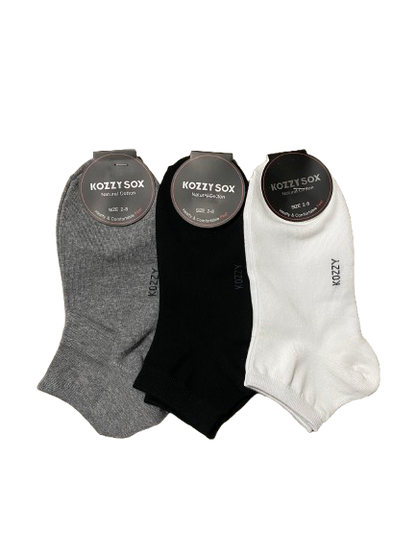 3 Pairs Ankle Low Cut Socks Natural Cotton Soft Breathable Socks for Daily Wear