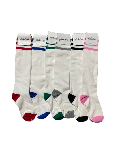 Women Striped Top Cotton Knee High Socks Made in Korea