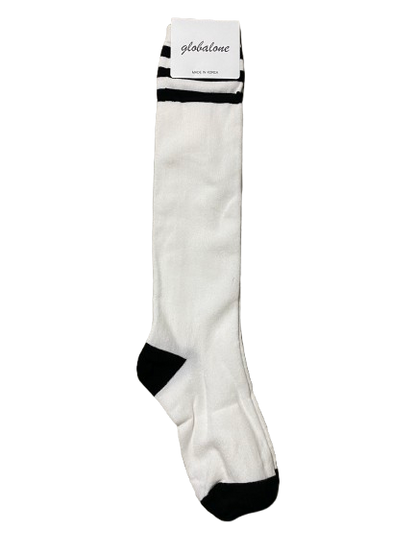 Women Striped Top Cotton Knee High Socks Made in Korea